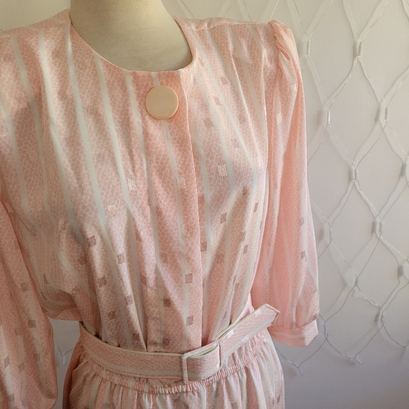 Vintage A Line Dress by Luci Fellini / Soft Pink / Fits Medium to Slim Large - Picture 2 of 7